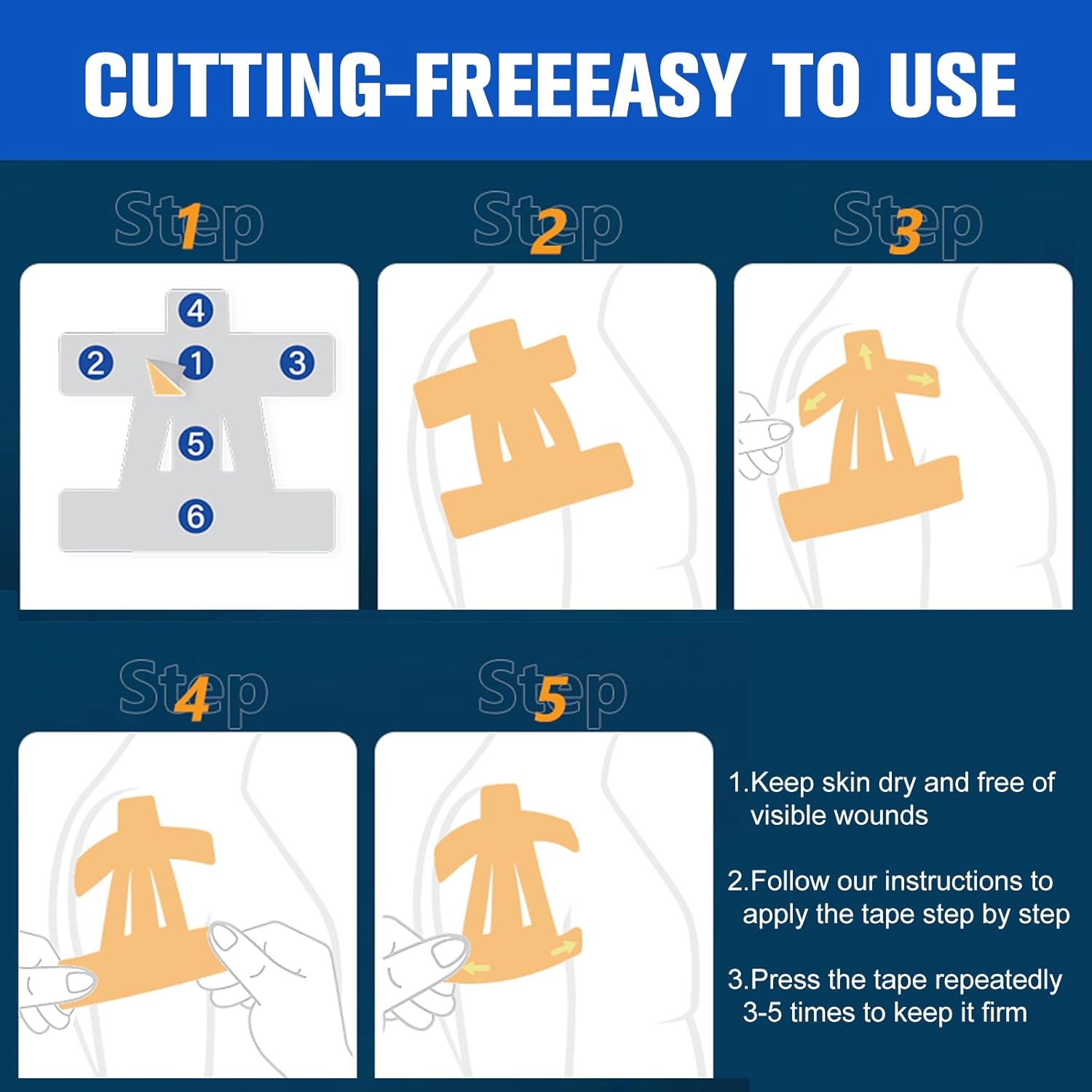 16PCS Precut Kinesiology Tape for Shoulder,Shoulder Tape for Pain Relief&Support Waterproof and Breathable,Tape for Shoulder Support & Muscle Sport - Image 6