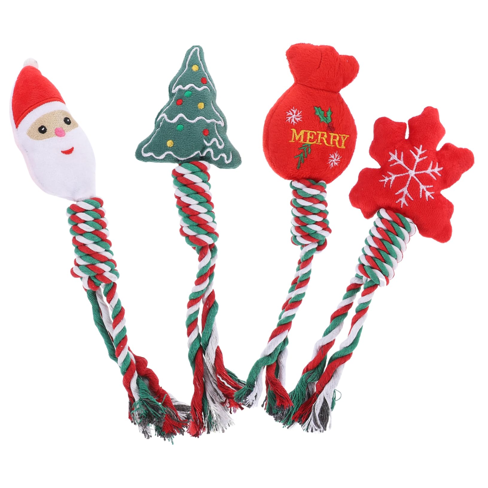 Abaodam Christmas Dog Toys 4 Pack Teething Rope Toys Portable Fun Convenient for Puppies