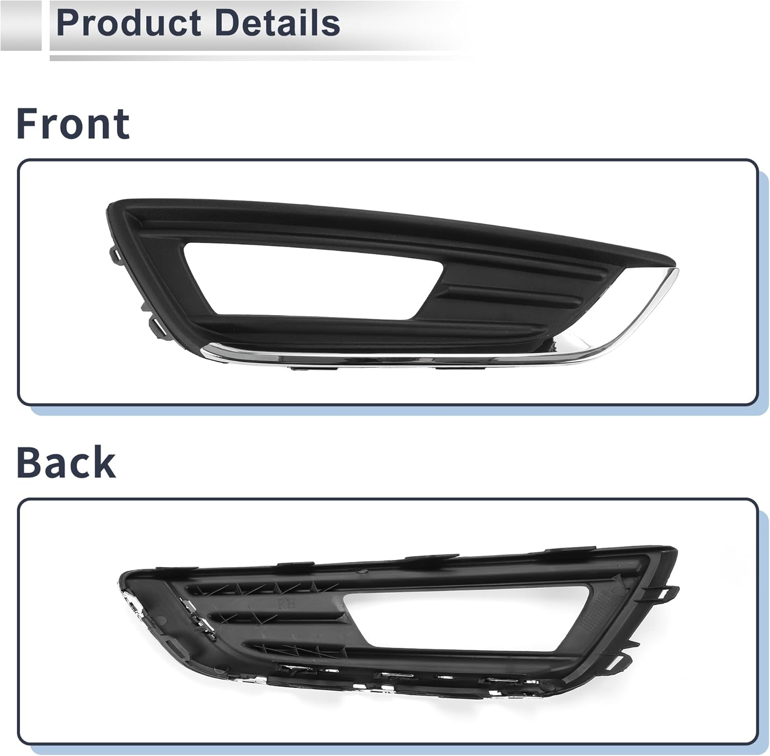 Front Right Fog Light Grill for Ford Focus 2015-2018 Front Lower Bumper Fog Light Cover Inserts No.F1EB15A298BC ABS 1 Pc
