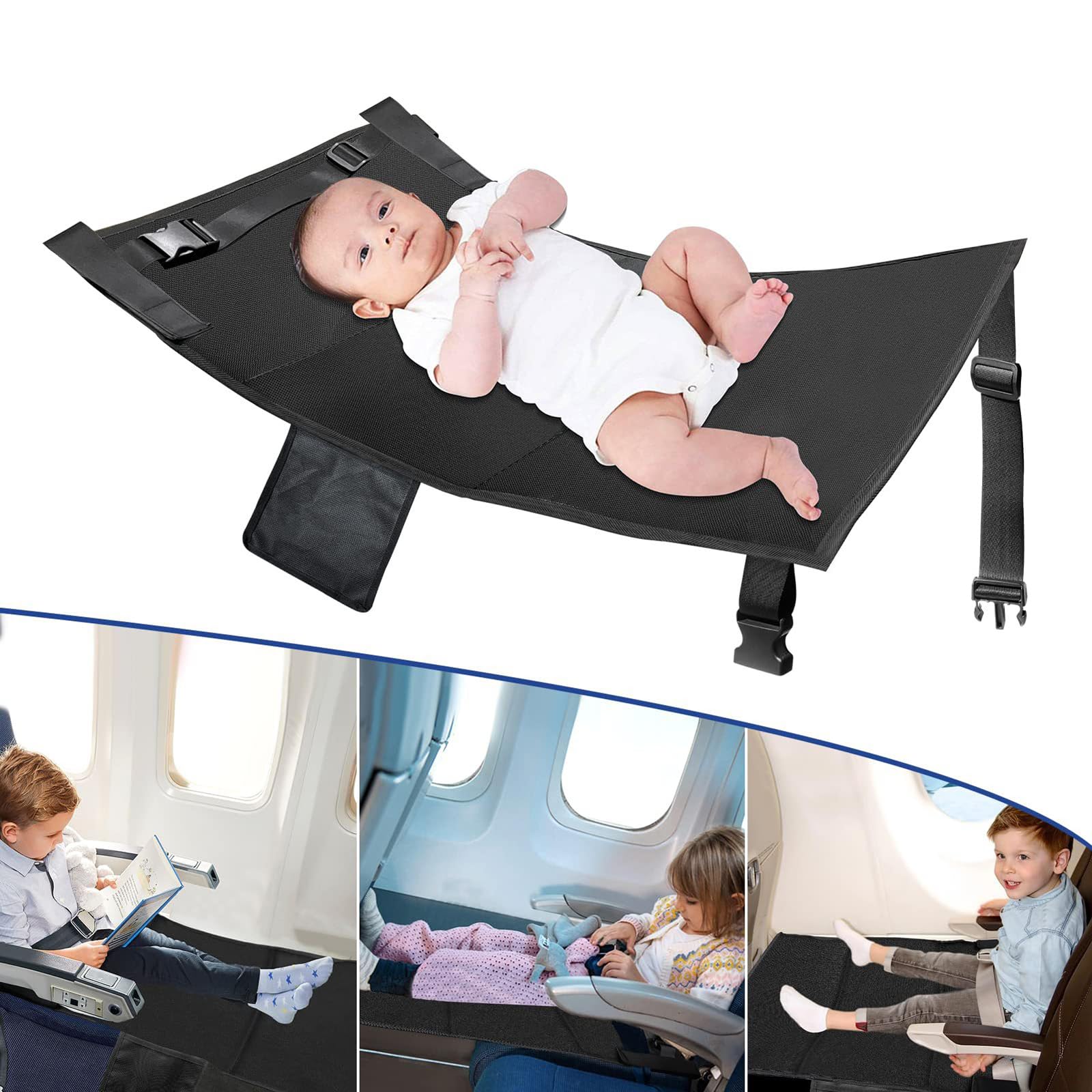 Repose-Pieds d'avion pour Enfants CUSMA : le hamac de voyage idéal pour les longs vols en famille