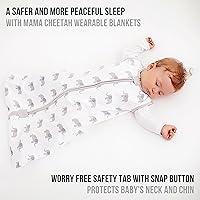 Vista 4 de Mama Cheetah Saco de dormir para bebé de 0.5 TOG, Manta portátil de algodón orgánico para bebé con cremallera bidireccional, Saco de dormir