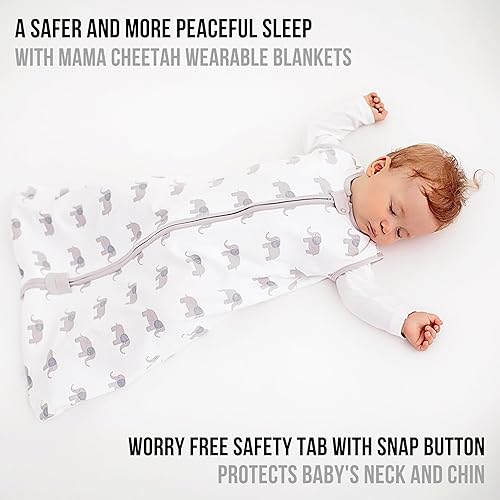 Miniatura 4 de Mama Cheetah Saco de dormir para bebé de 0.5 TOG, manta de algodón orgánico con cremallera bidireccional, saco de dormir de transición para bebé