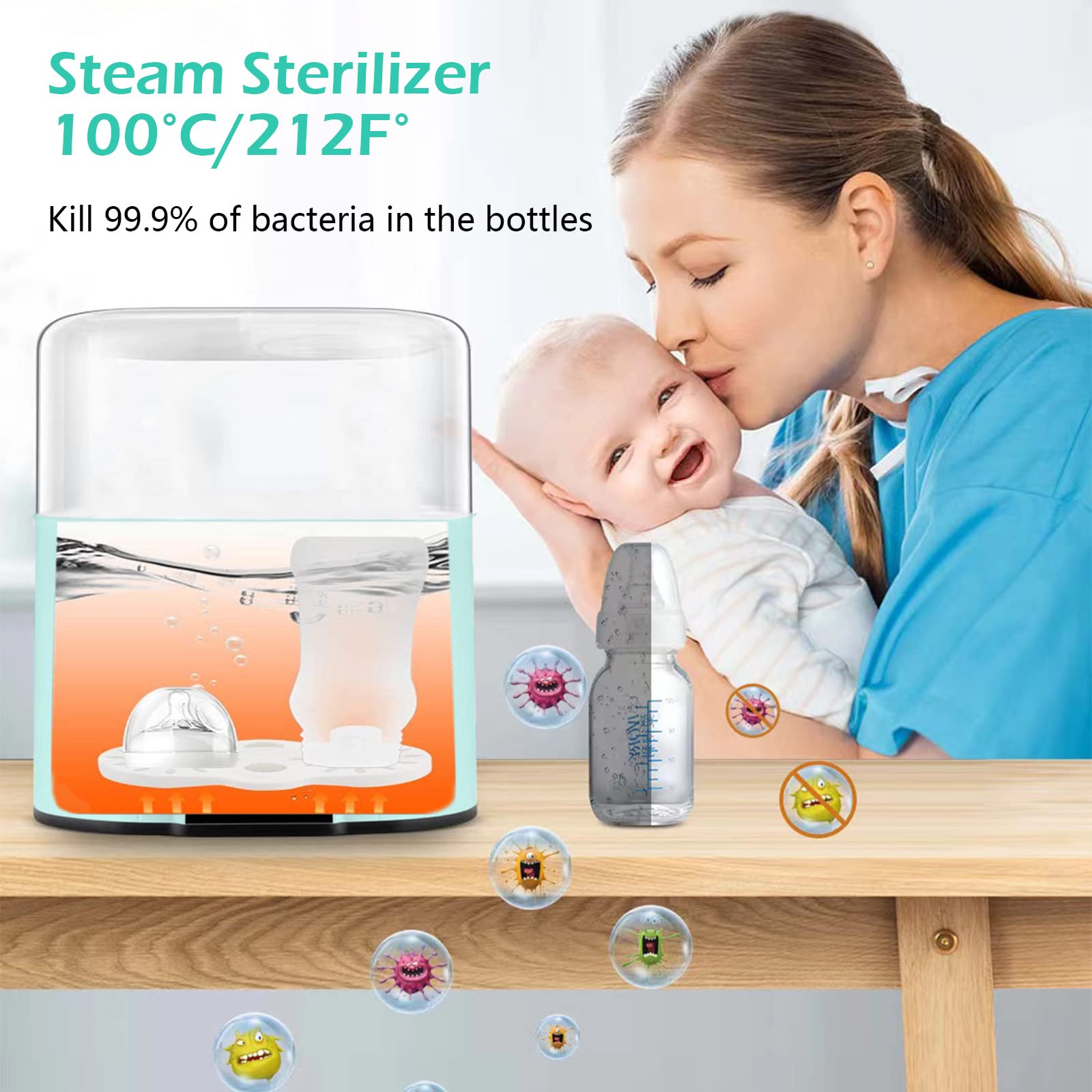 4-in-1 Flaschenwärmer, Sterilisator, Dampfgarer & LCD, BPA-frei | Milchwärmer für Muttermilch & Beikost, Doppelflaschen, Timer, Auftauen & Warmhalten – ideal für unterwegs & Nachtfütterung