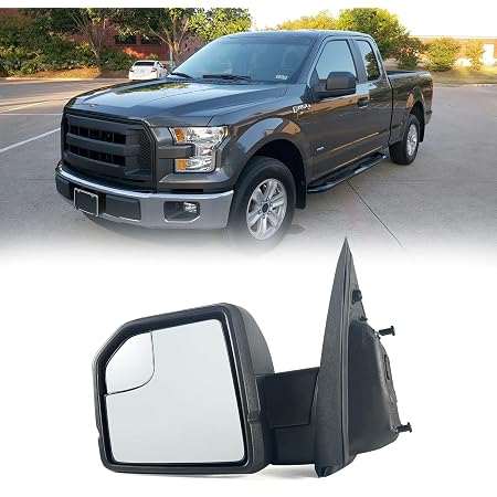 Left Side Driver Door Mirror For 2021-2025 Ford F-150 - Power Heat, Manual Folding, Black