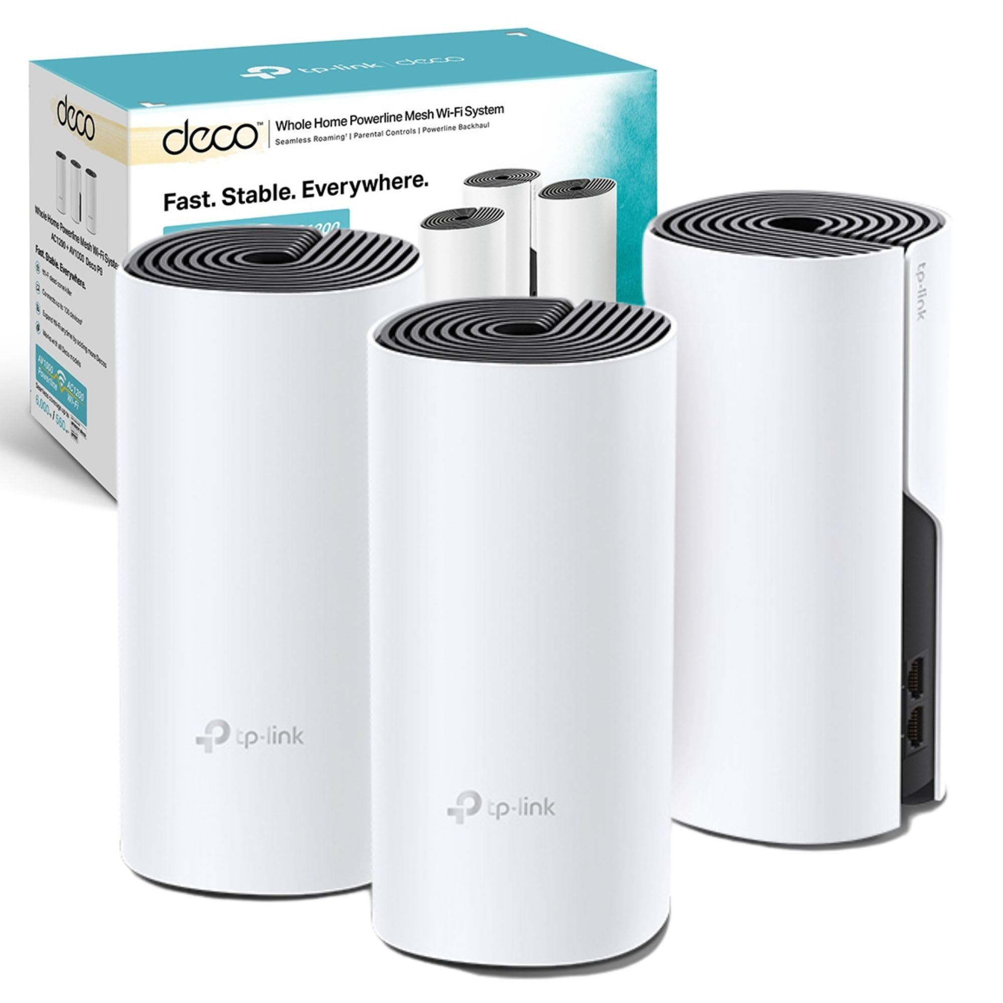 Deco P9(3-pack) AC1200Mbps Whole Home Powerline Mesh WiFi System, Up to 6000 Sq ft Coverage, Dual-Band WiFi Booster with HomePlug AV1000, Gigabit Ports, Qualcomm Quad-core CPU