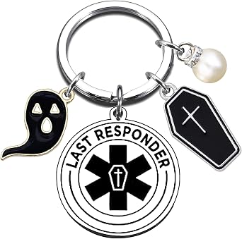 Funeral Director Gifts for Women Men Mortuary Keychain Gift for Christmas Dark Humor Gift for Mortician Cremator Friend Undertakers Mortuary Embalmer Last Responder Jewelry Funny Hearse Keyring