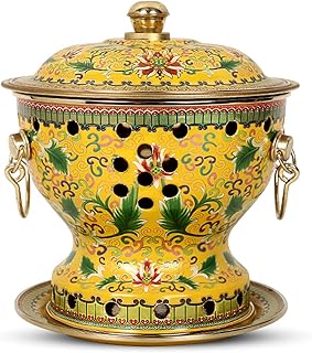 Chinese Copper Hot Pot, Split Design Thick Hotpot Shabu, Brass Liner, 13 Colors, for Family Friends, Partie (Set J)