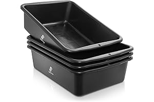 Black 4-Pack Plastic Deep Bus Tub Utility Storage Pan Bin