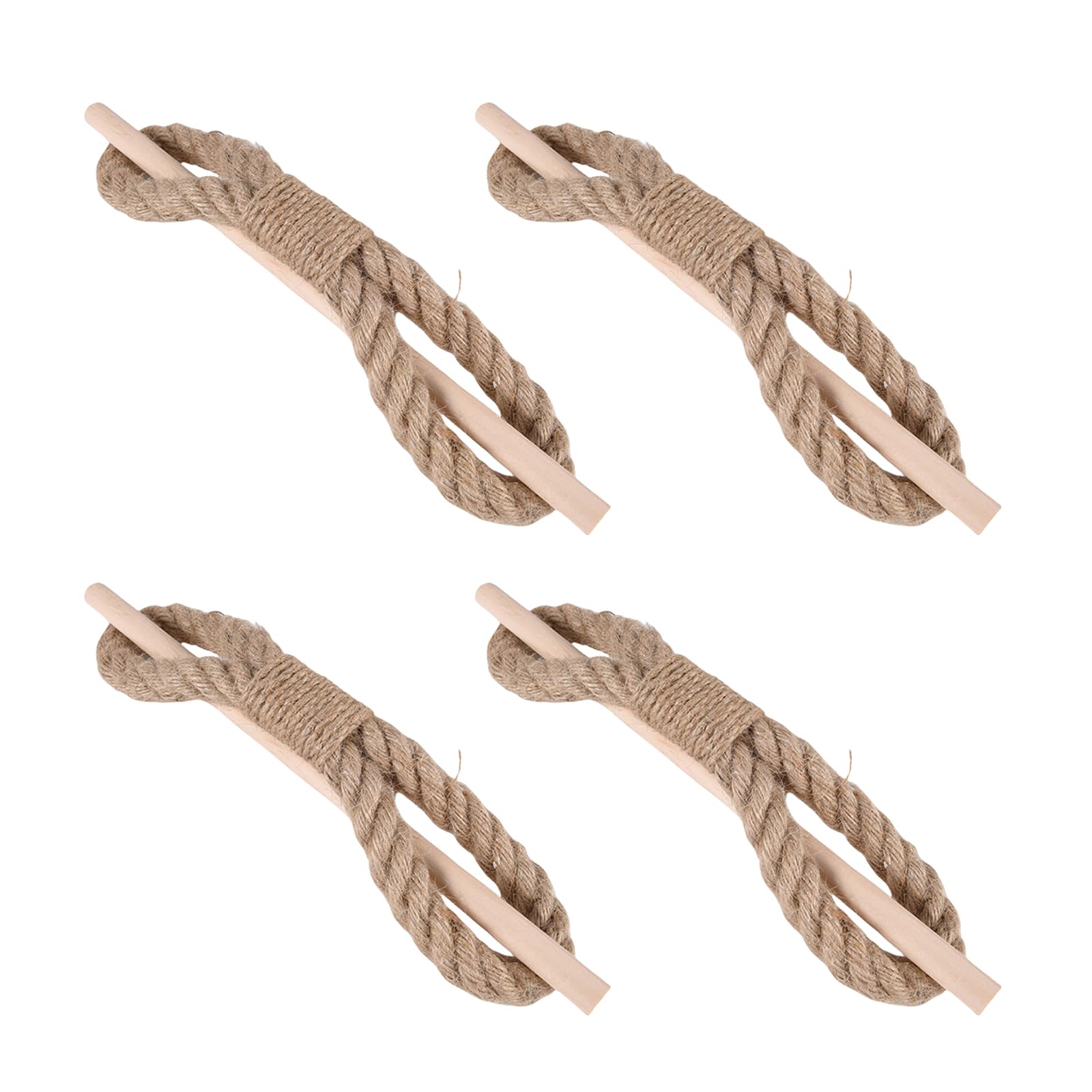 Yhplxyuus 4 Pack Cotton Linen Rope Curtain Tiebacks Rustics Drape Tie Backs Farmhouses Handwoven Drapery Holdbacks with Wood Club Curtain Fasteners