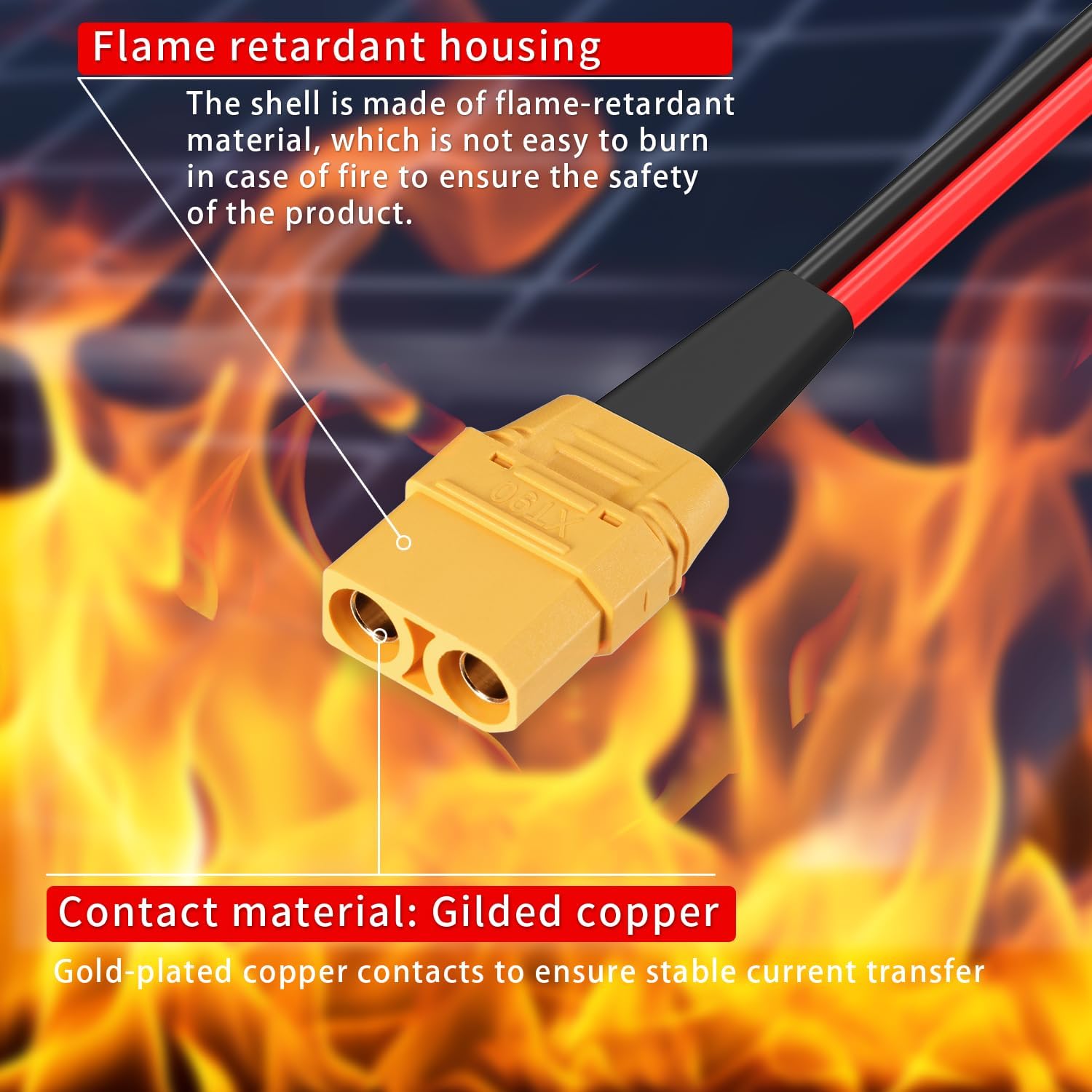 ELFCULB Anderson SB50 Cavo di Collegamento Rapido Batteria/Disconnessione a XT90 Femmina 10AWG Cavo Connettore SB50-XT90 per Trasferimento di Alimentazione Batteria per Carrelli Elevatori (3,05 m)