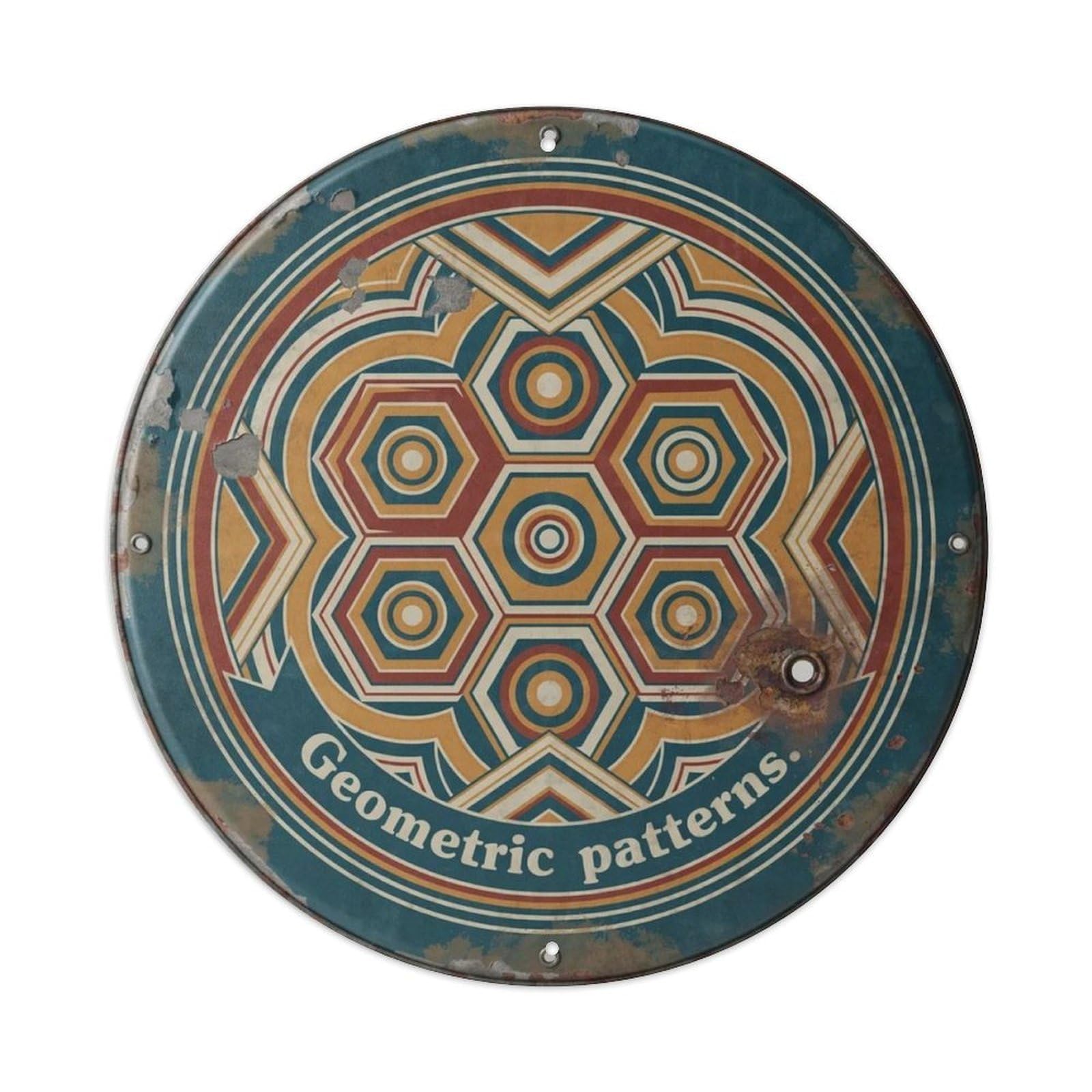 Geometric Patterns. Metal Tin Sign Plaque