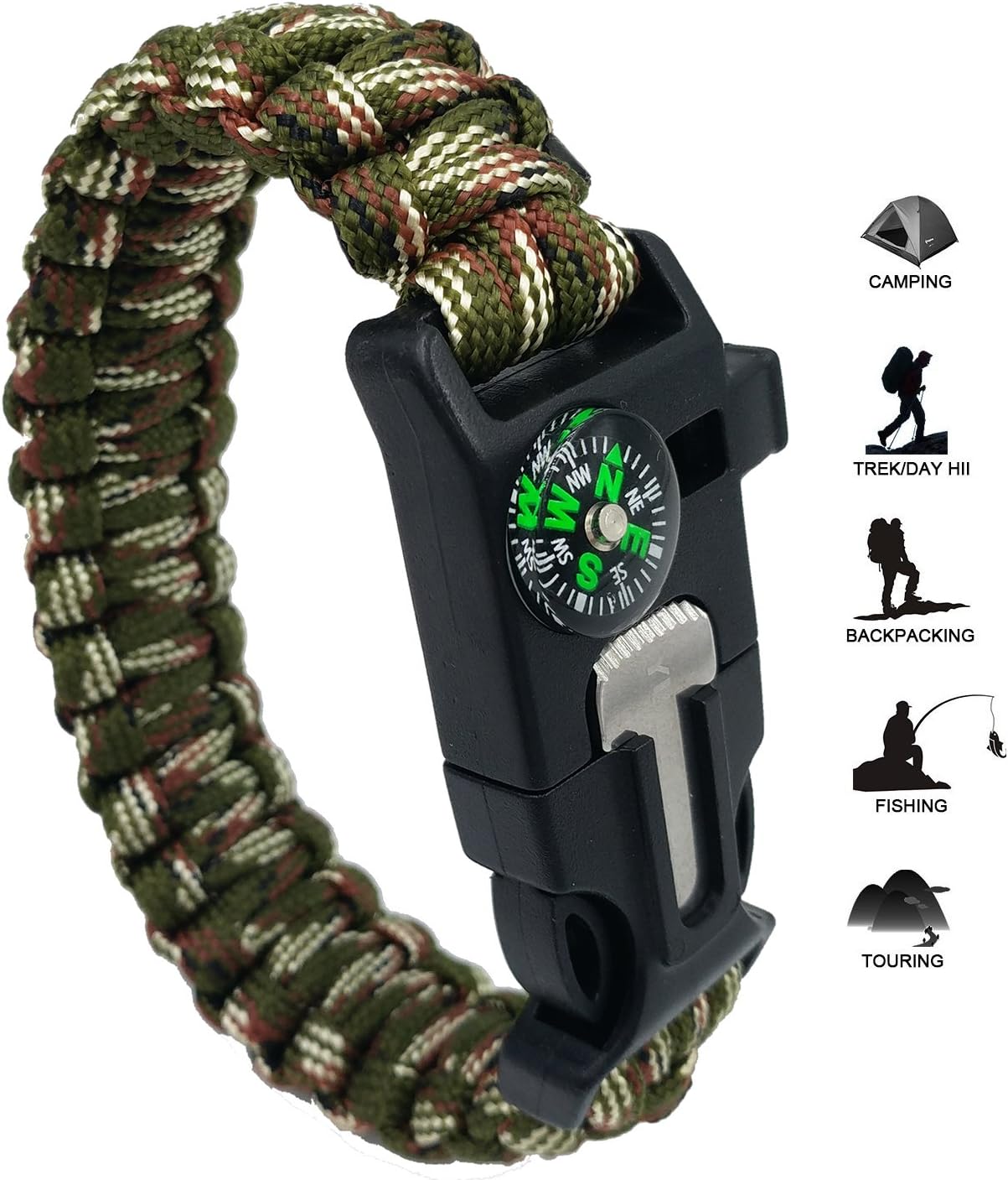 Escape Wristbands With High Precision Compass Whistle Waterproof Flint ,For Outdoor Sporting ,Extremity Subsist Assistant can be Decorations Storage Wristbands