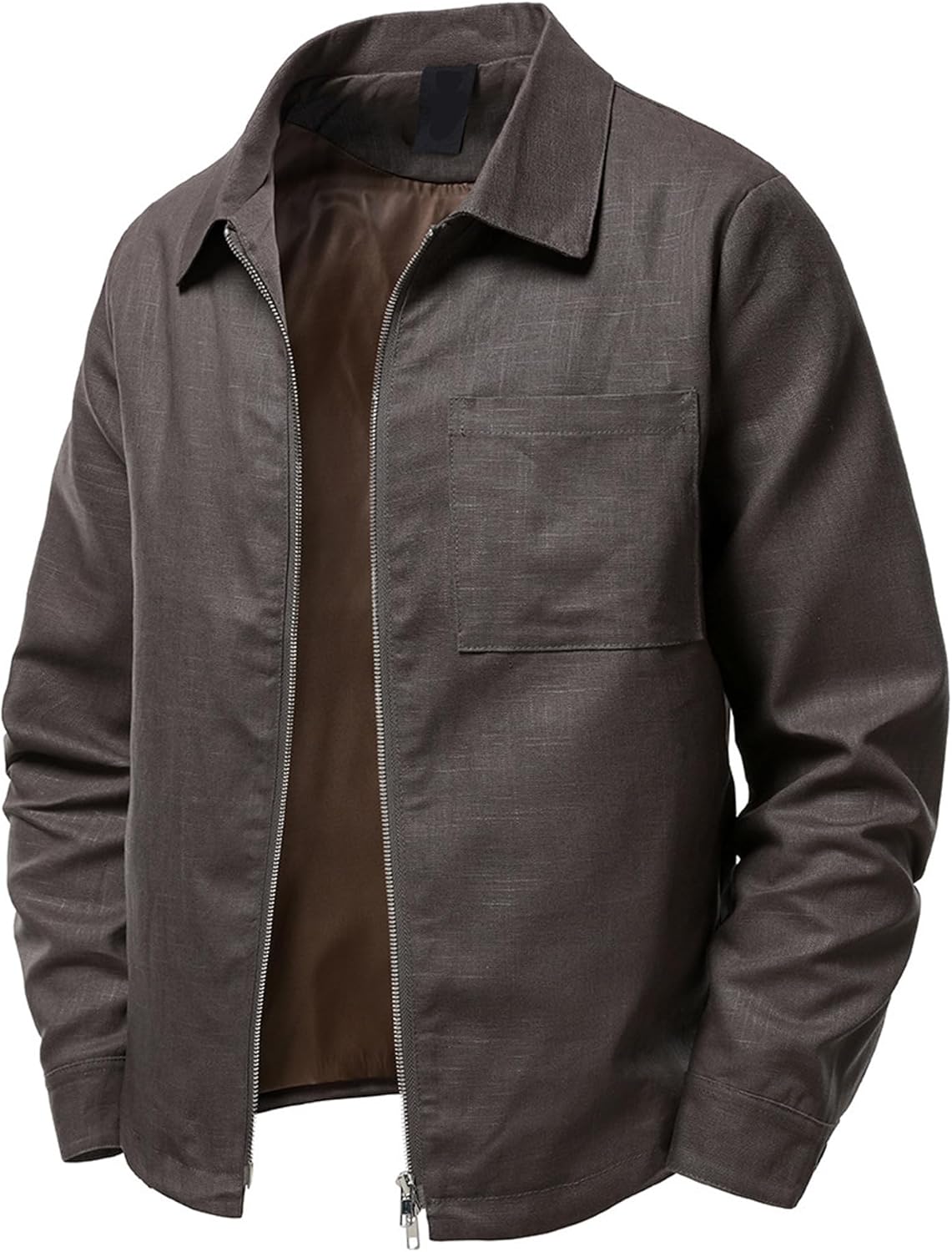 Legou Men's Jacket Linen Solid Color Lapel Coat