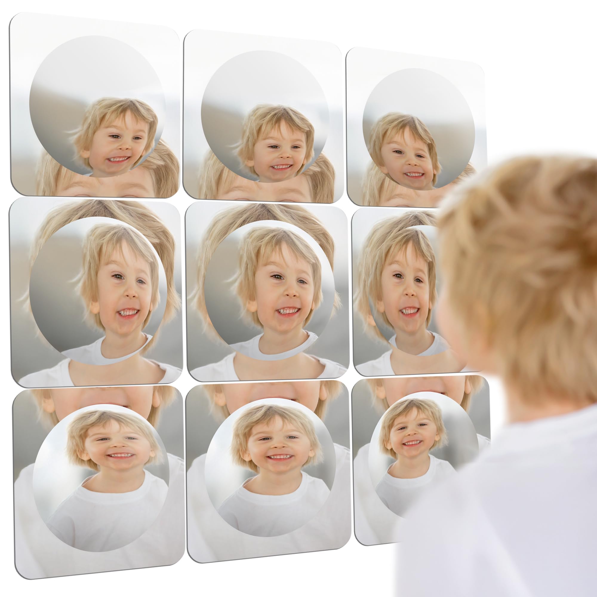 Special Supplies Sensory Bubble Wall Mirror - Interactive Acrylic Mirrors for Wall Decoration and Sensory Toys for Kids Classroom or Home - Room Decor -Visual, Tactile Stimulation - (Pack of 9)