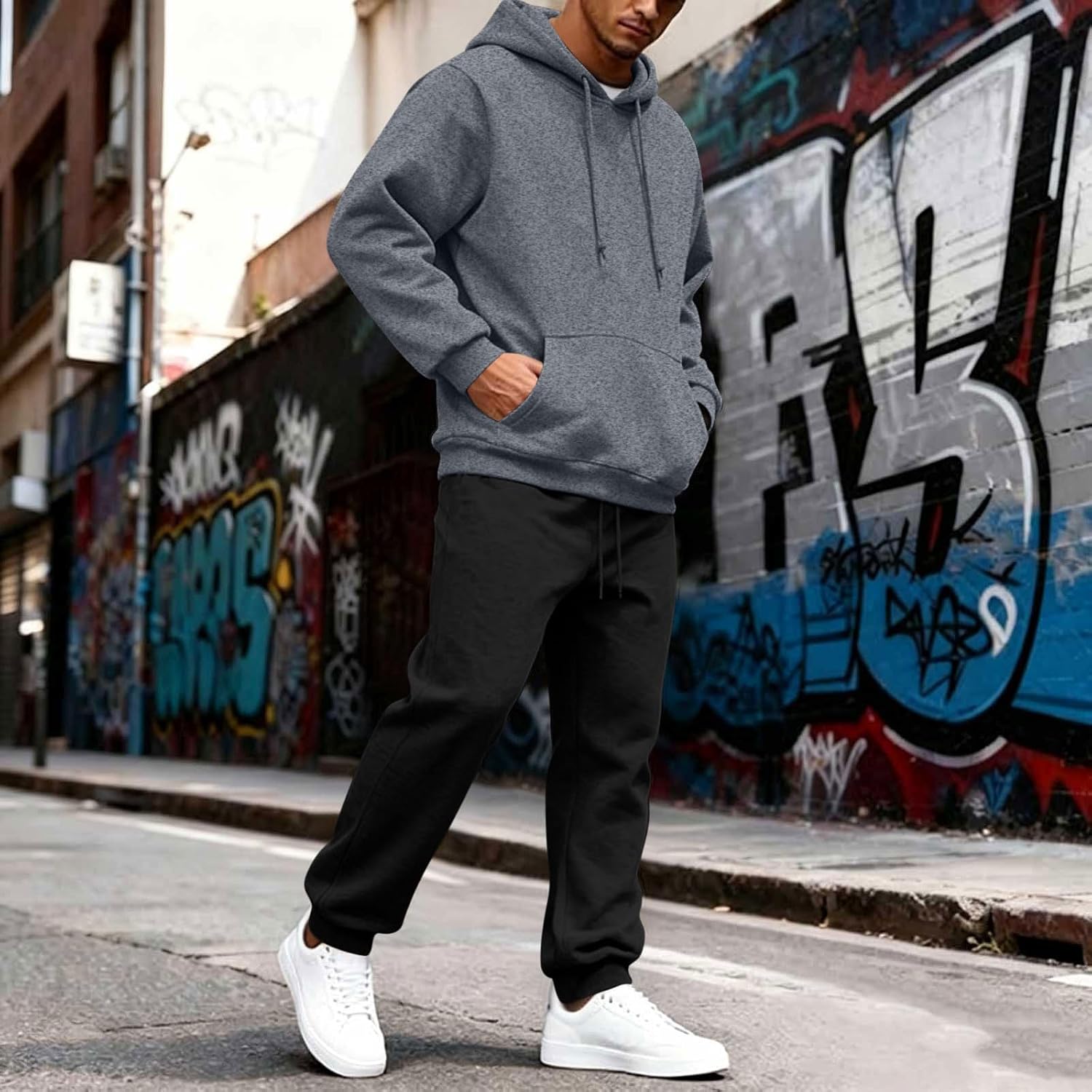 Men's Basic Pullover Hoodie Jogger Set 2 Piece Casual Tracksuit
