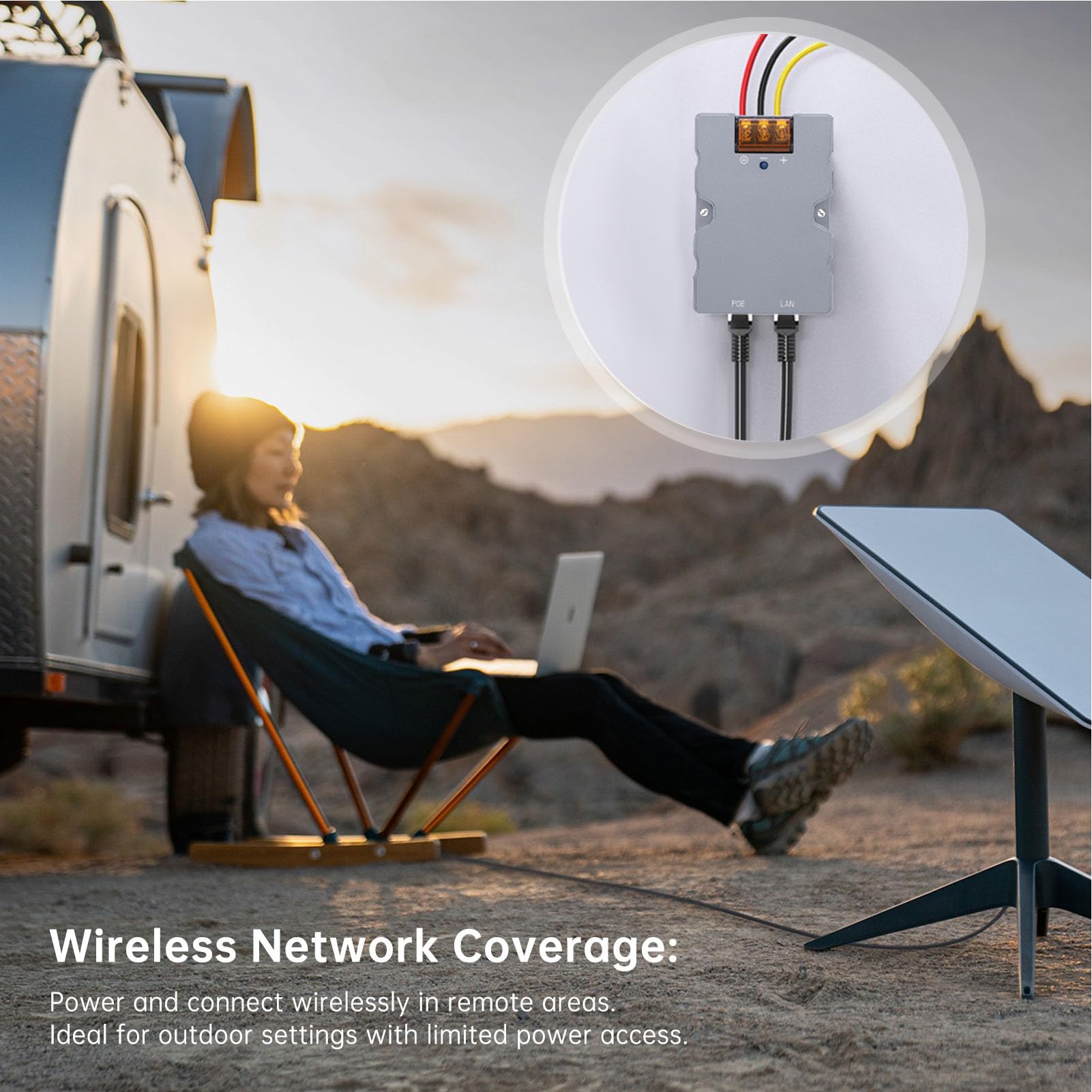 Gigabit Power Over Ethernet Injecteur, Poe + (320W) Power Network, Distances jusqu'à 10 Mo/S 100 Mo/S 1000 Mo/S, Noir