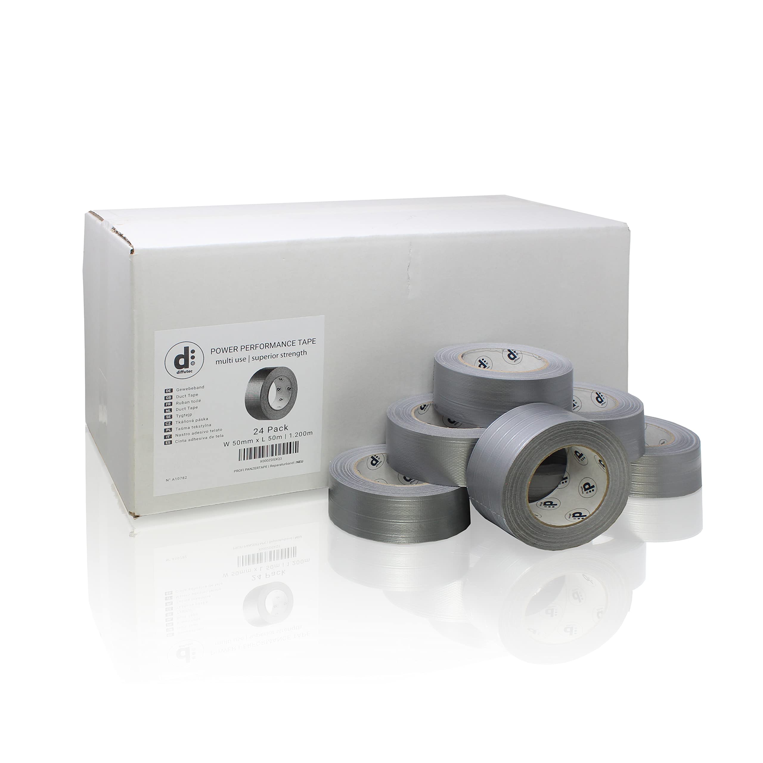 24 Rollen [1 Karton] PROFI PANZERTAPE POWER PERFORMANCE - 50 mm x 50 Meter, stark klebend - handreißbar - gewebeverstärkt - Farbe: silbergrau - Gewebeband | Steinband | Reparaturband