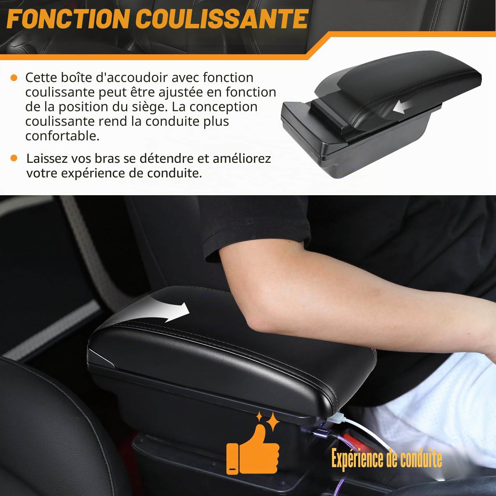 Accoudoir Centrale pour VW POLO Mk5 6R Vento 2002-2009, Rangement Intégré, Cuir Noir, Facile à Installer, Accessoire Intérieur Voiture