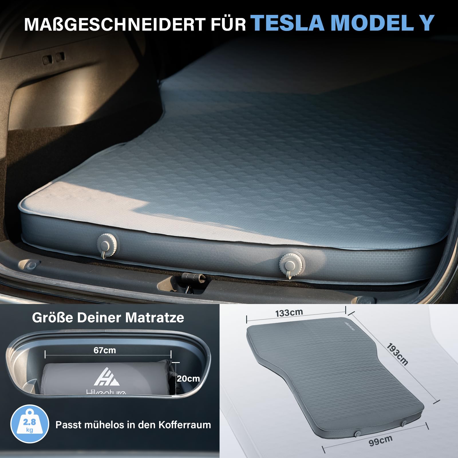 Materasso Da Campeggio Per Tesla Model Y - Autogonfiabile, 8 Cm Spesso, Isolante Per 4 Stagioni - Foto 12