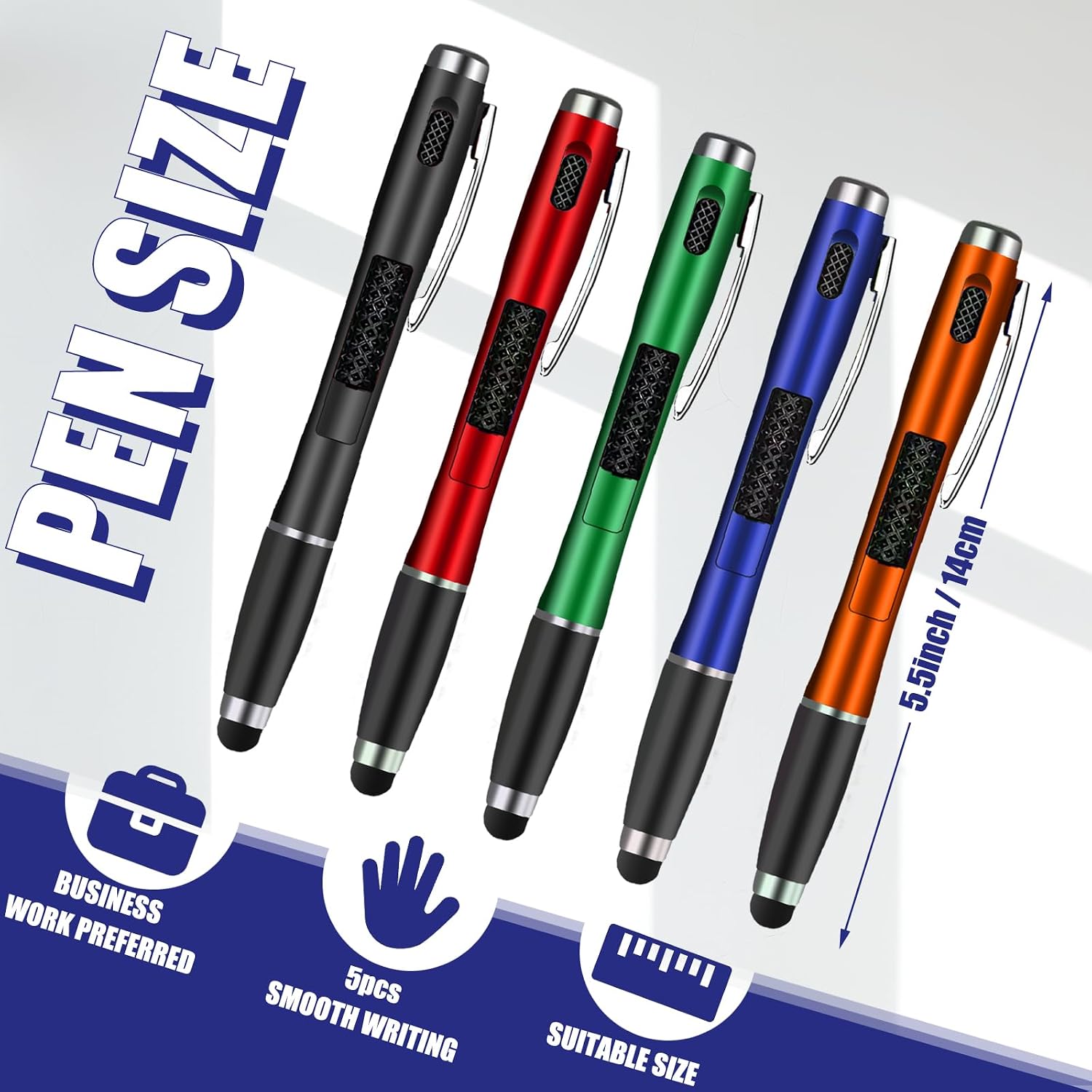 15 Pcs Stylus Pens with Light Tip 3-in-1 Multi-Function Capacitive Pen with LED Flashlight for Homes Offices Schools Writing in The Dark (15)