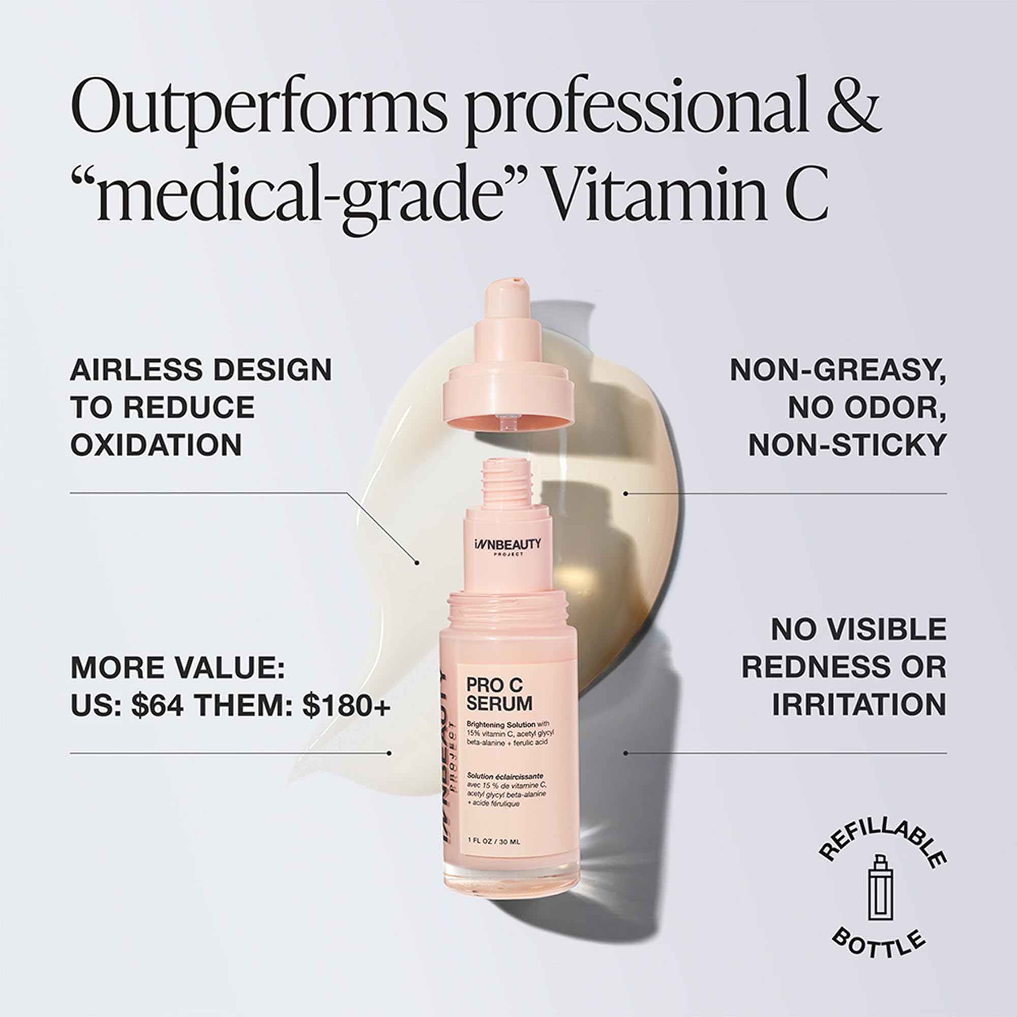 INNBEAUTY Project Pro C 15% Vitamin C Serum, Fragrance Free