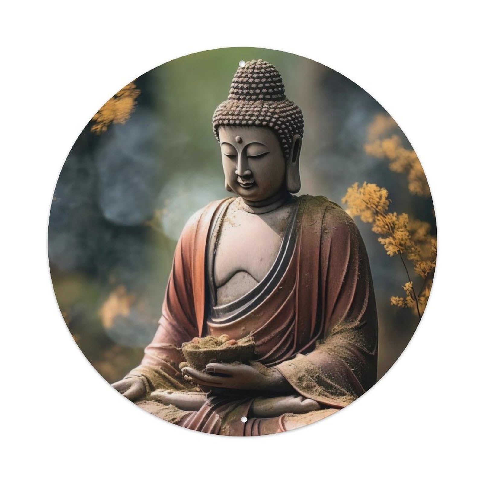 Buddhism Buddha Statue in The Forest Metal Tin Sign