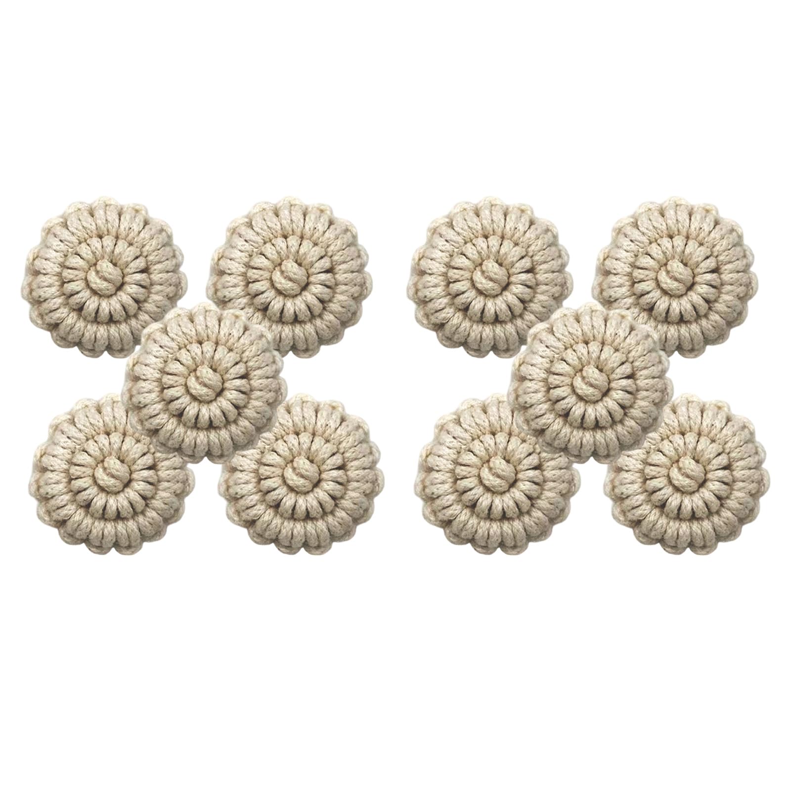 Kalttoy 10Pcs Crochet Flower Buttons Hand Braided Cotton Rope Button with Hole for Garments Sweater Bag Sewing Craft Sewing Buttons
