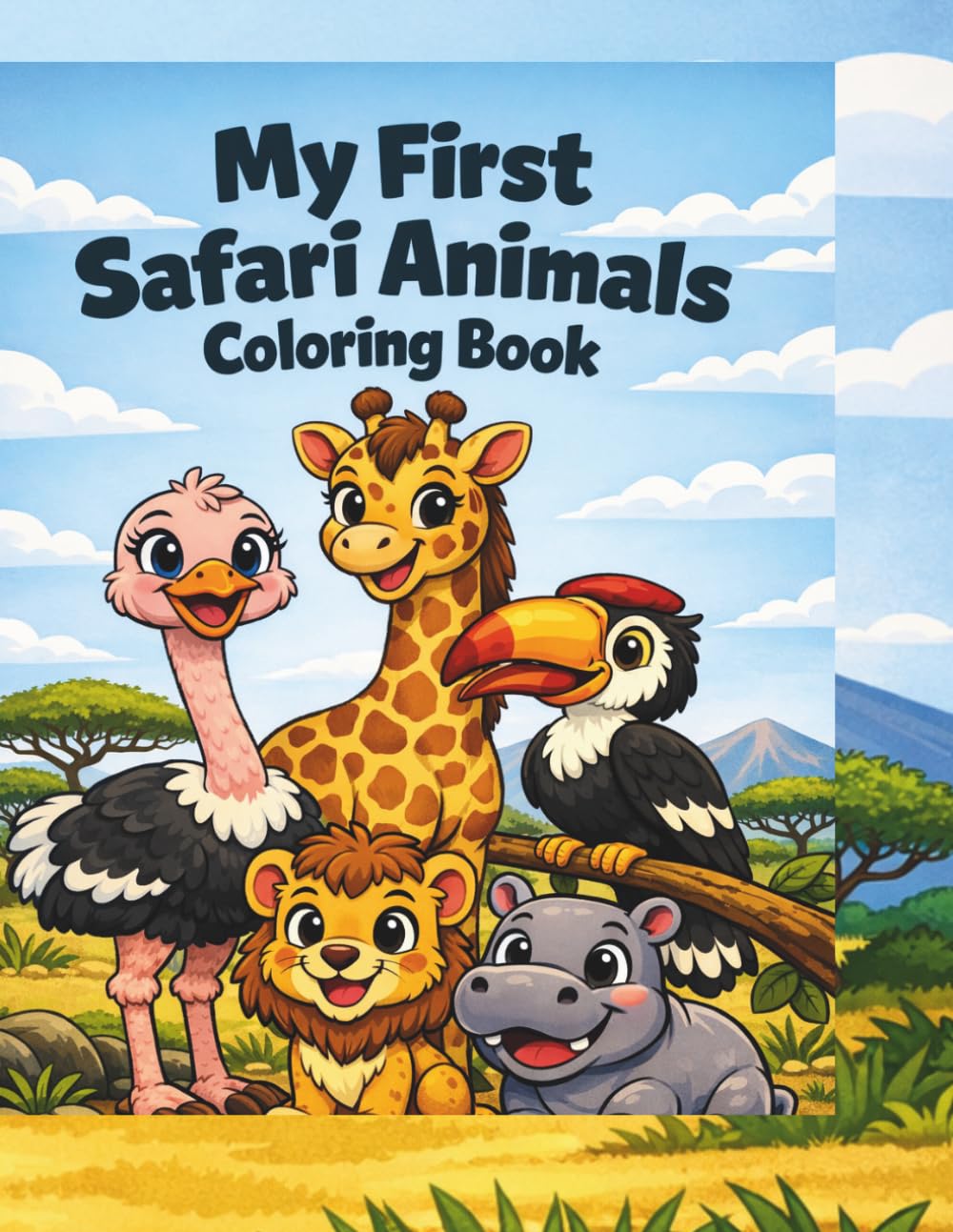 My First Safari Animals Coloring Book: Easy and Fun African Animal Coloring Pages for Kids Ages 2-5