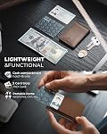 VULKIT Portefeuilles de clip argent mince - Cuir avec argent magnétique Clip minimaliste avant portefeuille de poche mince RFID Titulaire de carte de crédit pour hommes, en espèces & Cartes (brun clair)