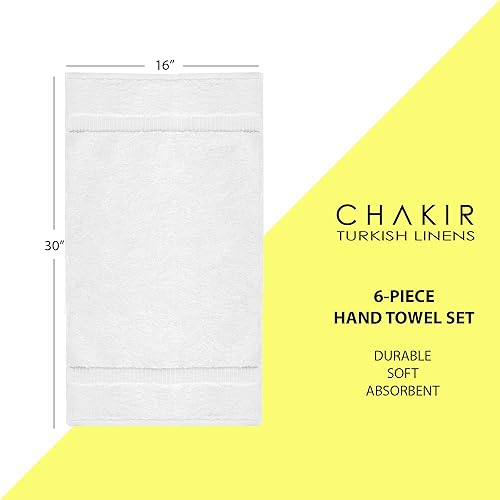 Miniatura 5 de Chakir Turkish Linens Toallas turcas 100% algodón de calidad de hotel y spa, suaves y absorbentes (6 toallas de mano, color blanco)