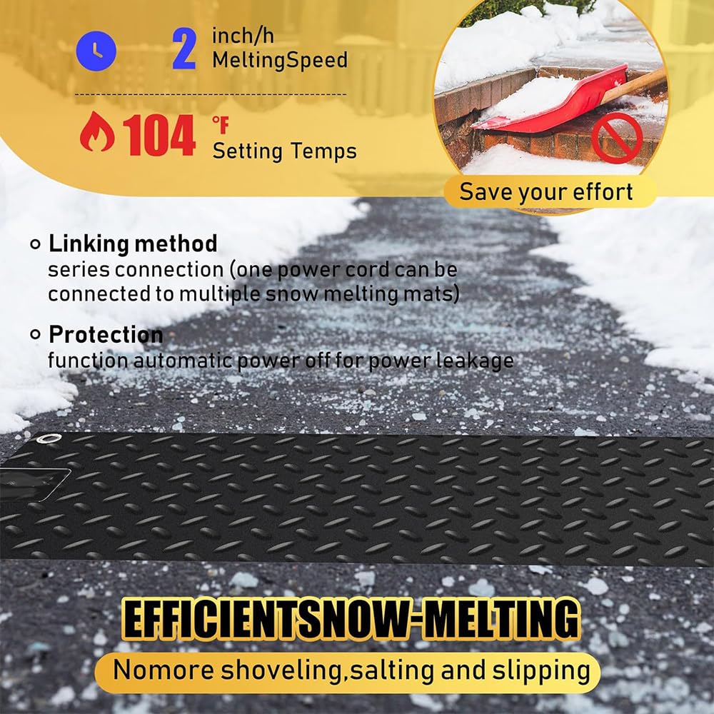 Tapis Chauffants en Caoutchouc pour la Neige, Tapis antidérapant pour allées de Fonte de Neige, Tapis de Fonte de Neige et de Glace pour escaliers d'hiver