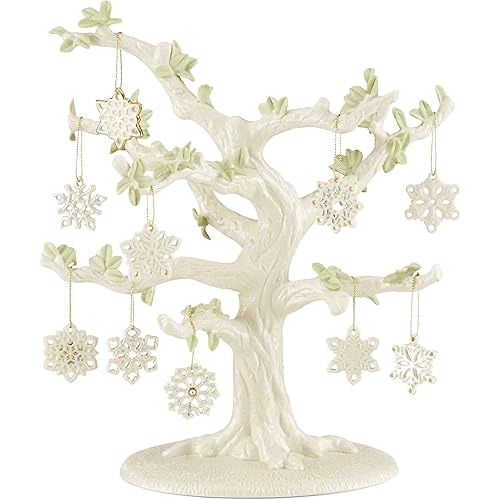 Lenox 890633 Snowflake 10-Piece Ornament & Tree Set, Display Stand