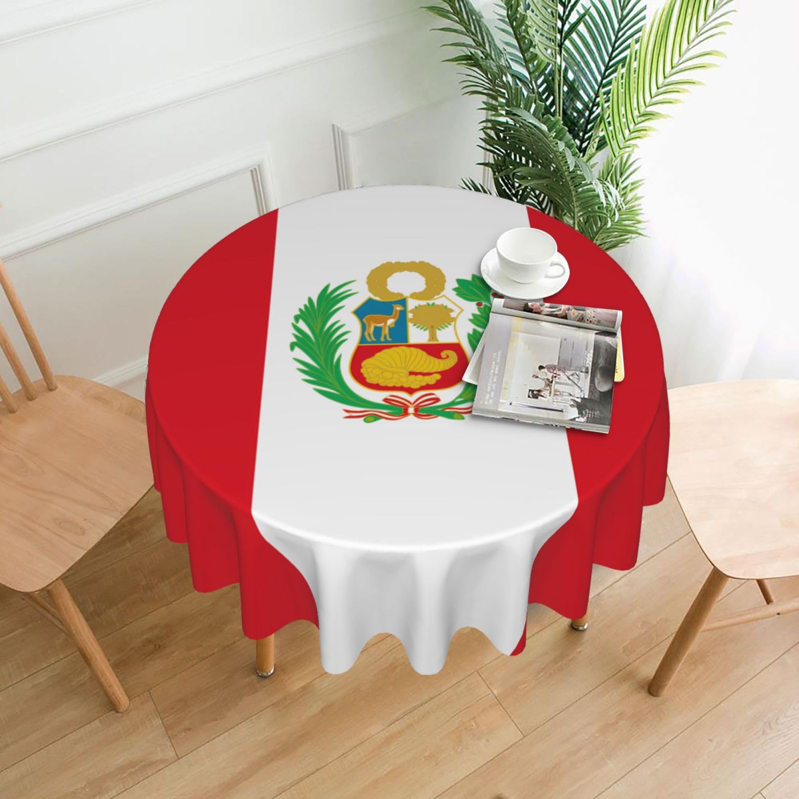 MROWYC Flag of Peru Printed Practical Round Tablecloth, Durable, Suitable for Home, Restaurant, Hotel, Gathering, and Decorative Table Covers
