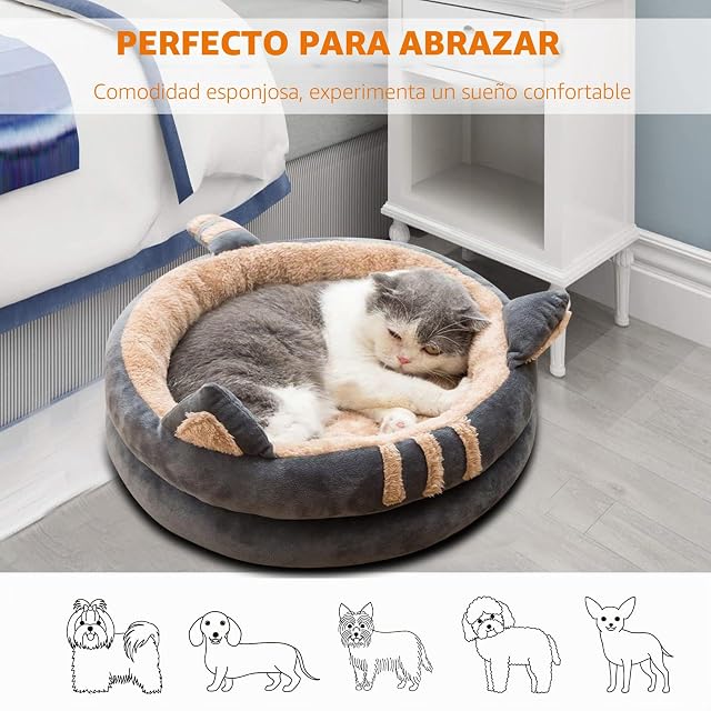 Foto 2 de 7 de PETCUTE Cama Lavable con Fondo Antideslizante, Canasta Caliente para Gato, Almohada Cómoda para Perros