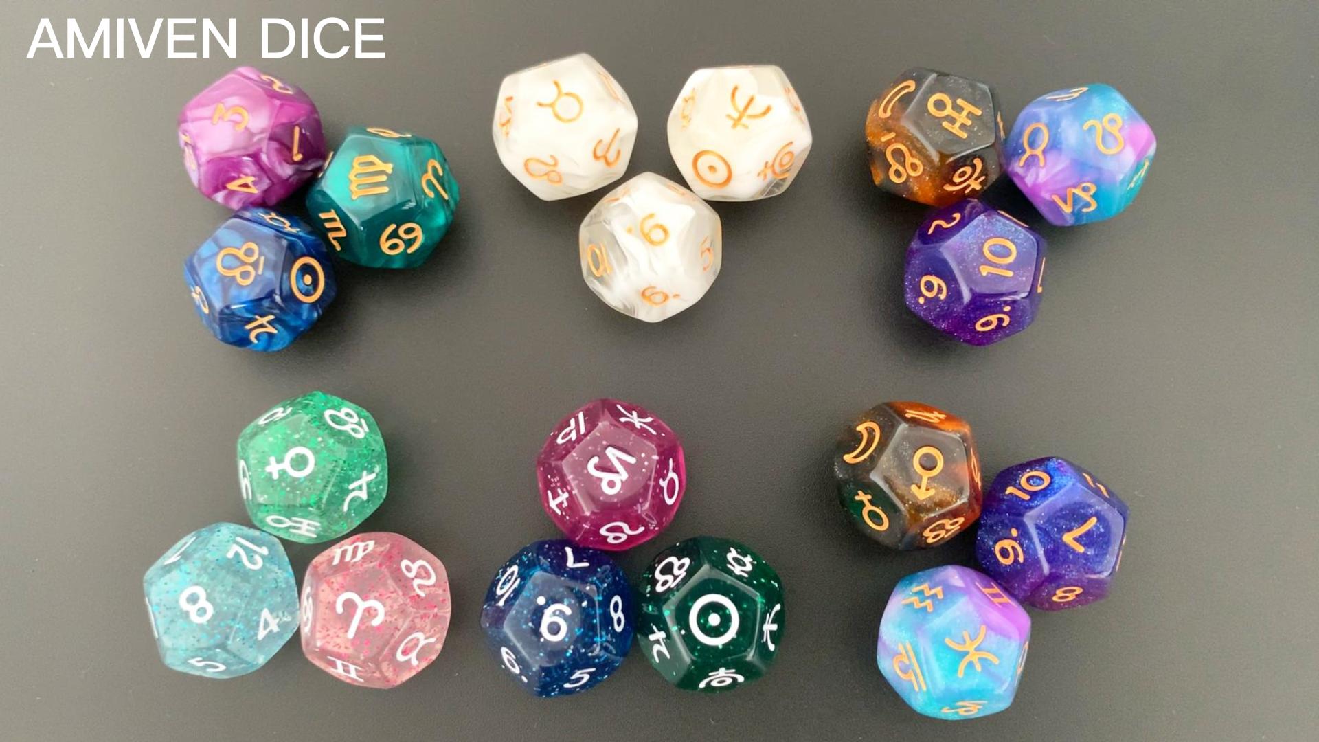 Dés De Divination Astrologie – Set De 3 Dés 12 Faces Constellations – Acrylique 2 Cm – Jeux, Oracle, Cadeau ésotérique