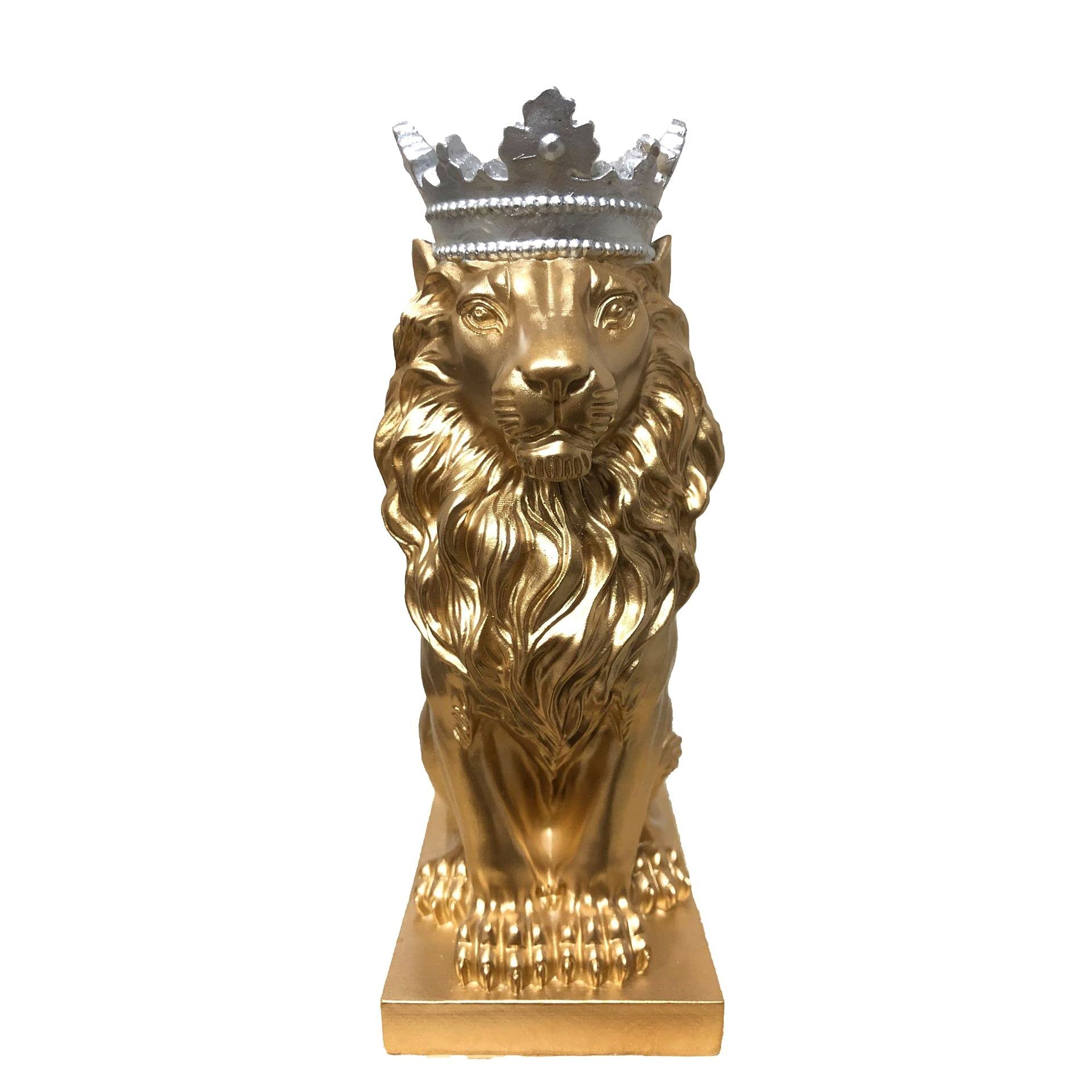 BHGFYXBS Decorative Statue Lion Statues Crown Lion Sculpture Nordic Home Decor Resin Figurine Model Animal Abstract Nordic Decoration Home Home Decorations,Gold-17x10x8cm