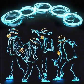 Melndiea Blue EL Wire Neon Rope Lights, 5-Pack, 3.3 ft Each