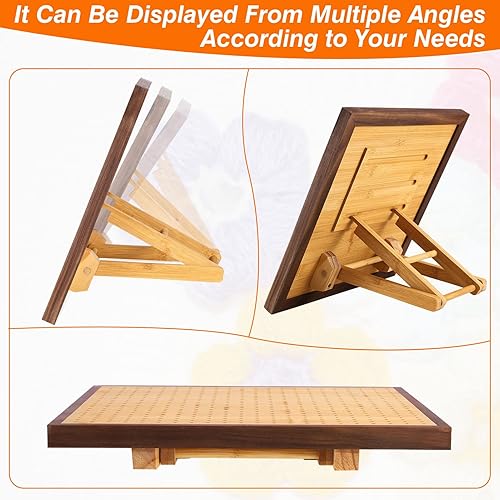 Miniatura 3 de Yrangee Tabla de bloqueo de ganchillo con clavijas, tabla de bloqueo de 13 pulgadas para ganchillo, marco de nogal cuadrado de grannera, alfombrilla