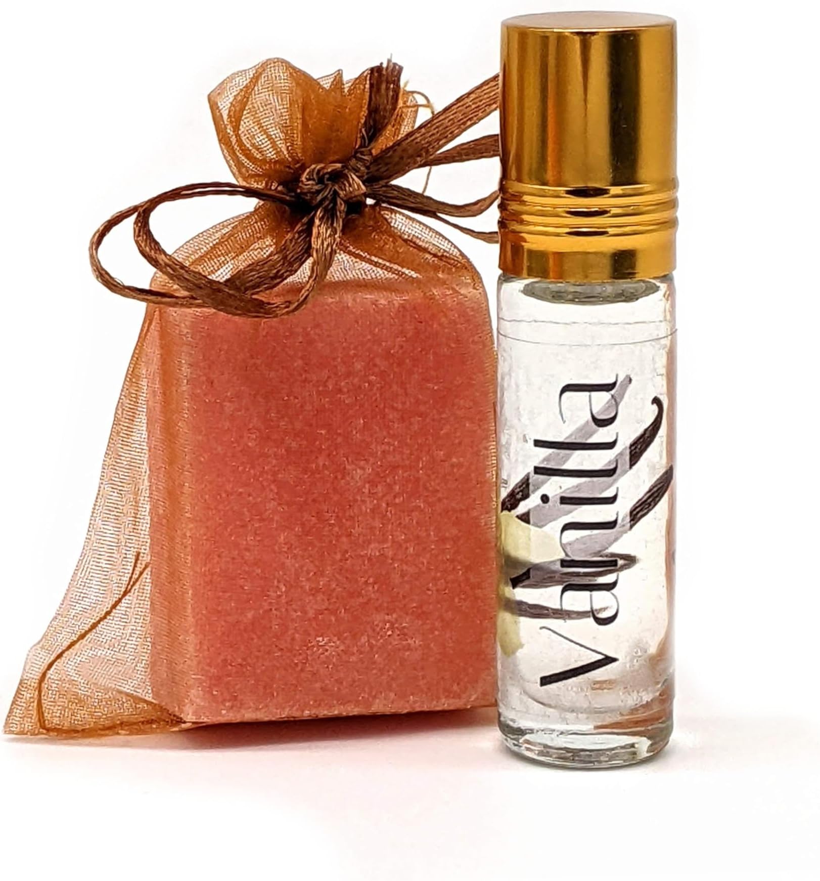EQUAL EARTH Vanilla Perfume Set Roll On and Block 100% Vegan and Natural Gift Set - Oil Fragrance - Moroccan Vanilla Blossom (1 x Set)