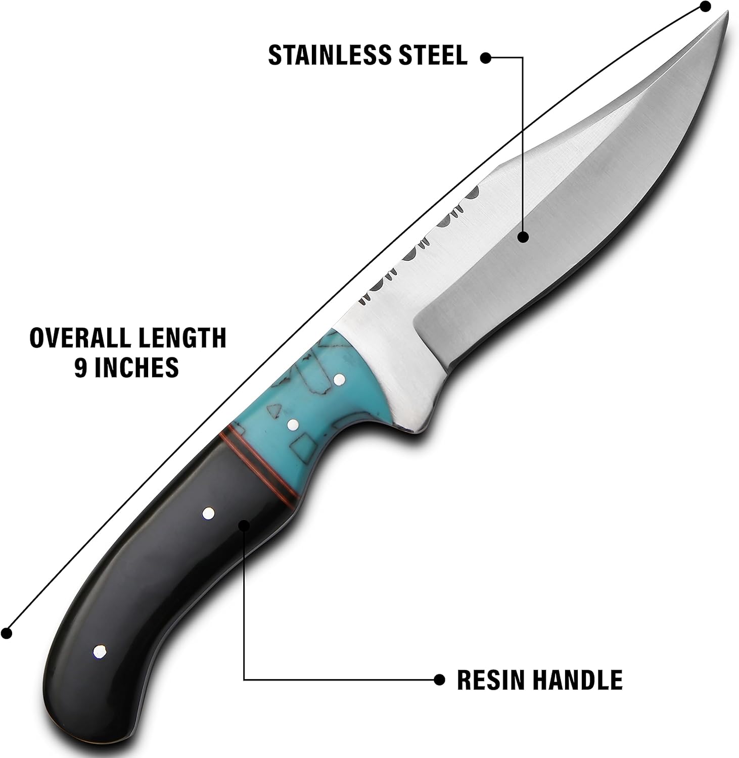 METAL OF HONOR Skinning Knife for Hunting 9" Handmade Fixed Blade Small Bowie Knife with Sheath | High Carbon Steel Full Tang Drop Point Deer Knife for Field Dressing | Camping and Outdoor Use - Image 7