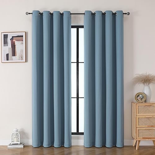 Miniatura 15 de Cortinas opacas con ojales para dormitorio y sala de estar, juego de 2 paneles con aislamiento térmico para oscurecer la habitación (gris hielo, 52