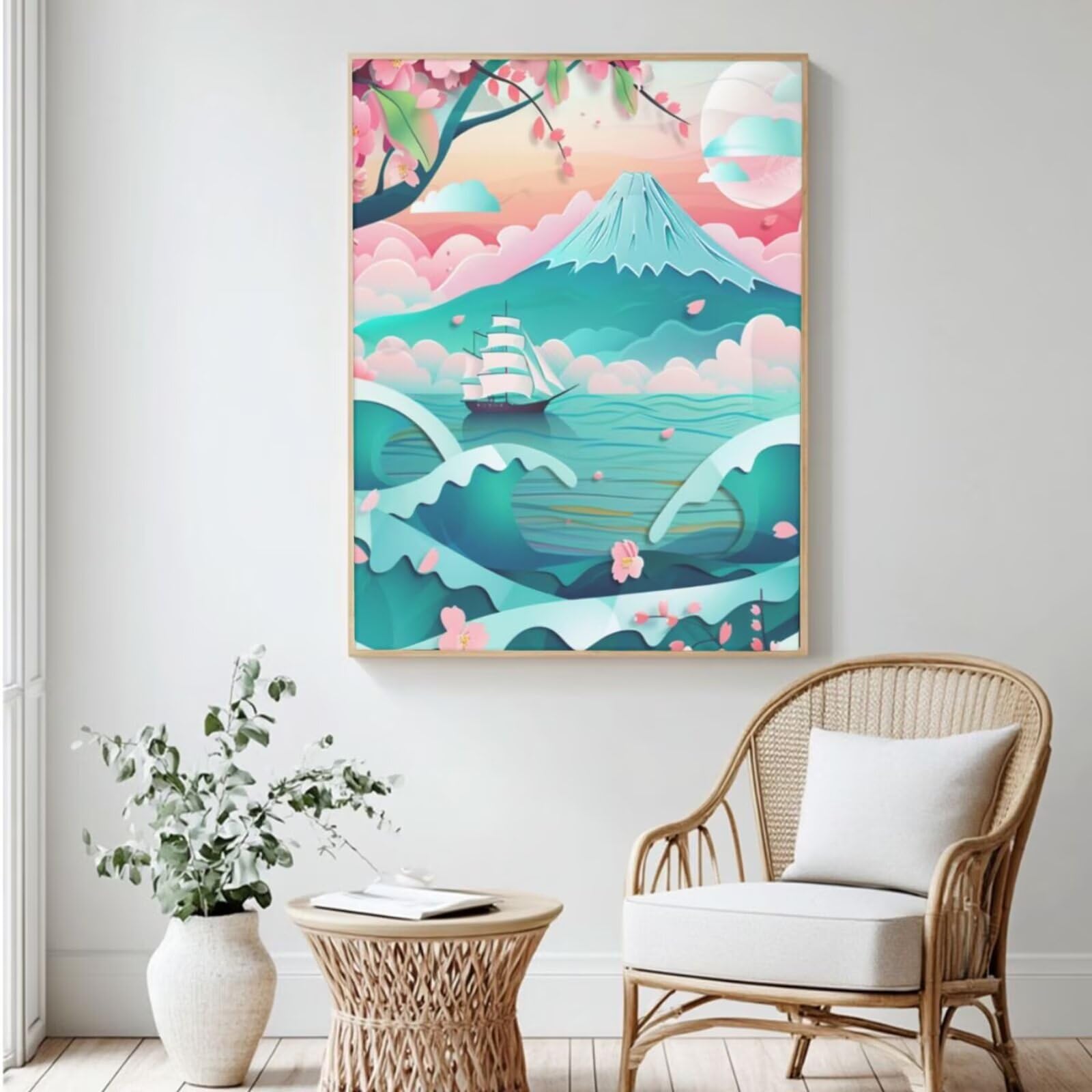 Malen Nach Zahlen Landschaft, DIY Ölgemälde Malen Nach Zahlen Erwachsene Aquarell, Painting by Numbers Adult/Anfänger mit 6 Pinseln und Acrylfarben, für Haus Wand Deko - (70x95 cm, Ohne Rahmen) MK90