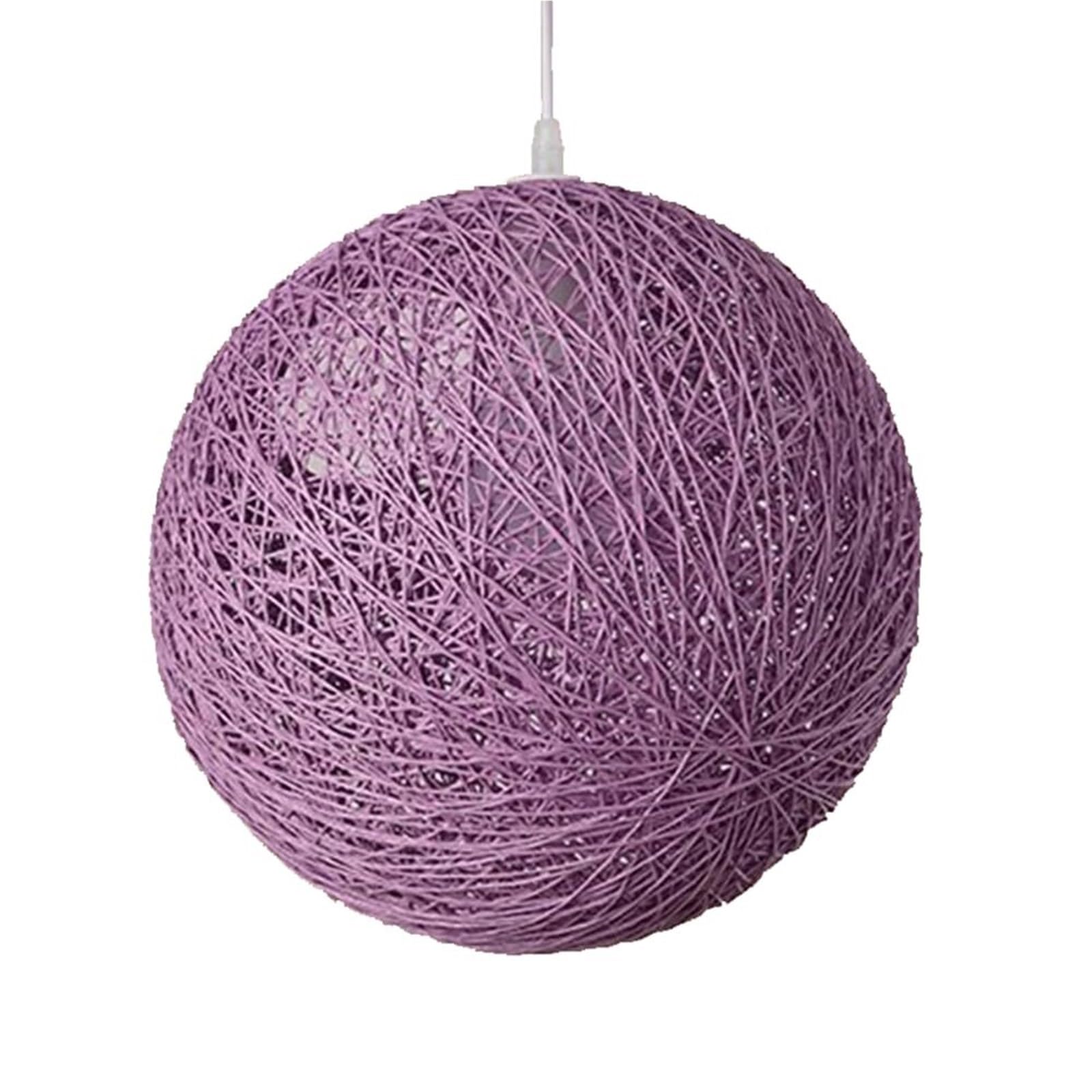 KHUKHU Hemp Thread Circular Light Fixture Modern Hand-Woven Light Fixtures American Style Countryside Bamboo Woven Chandelier for Kitchen Dining Room Bedroom(Purple,35cm)