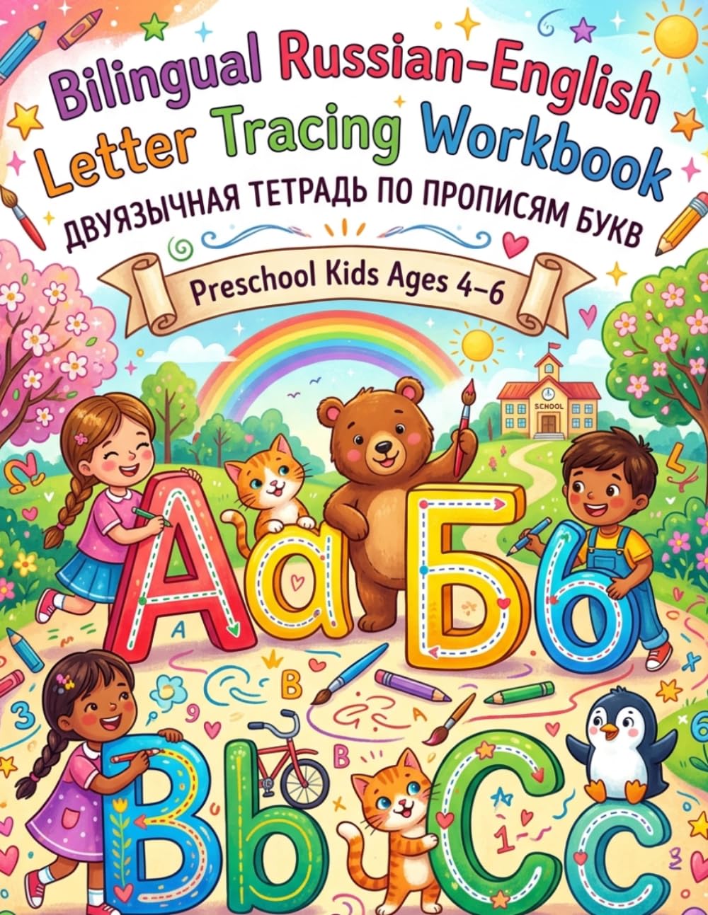 Bilingual Russian-English Letter Tracing Workbook: My First ABCs Words Practice: Alphabet & Writing Activity Book for Russian-Speaking Kids (My First Bilingual Steps)