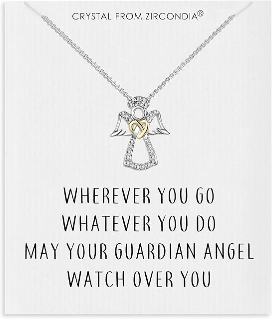 Philip Jones Guardian Angel Necklace with Quote Card Created with Zircondia® Crystals