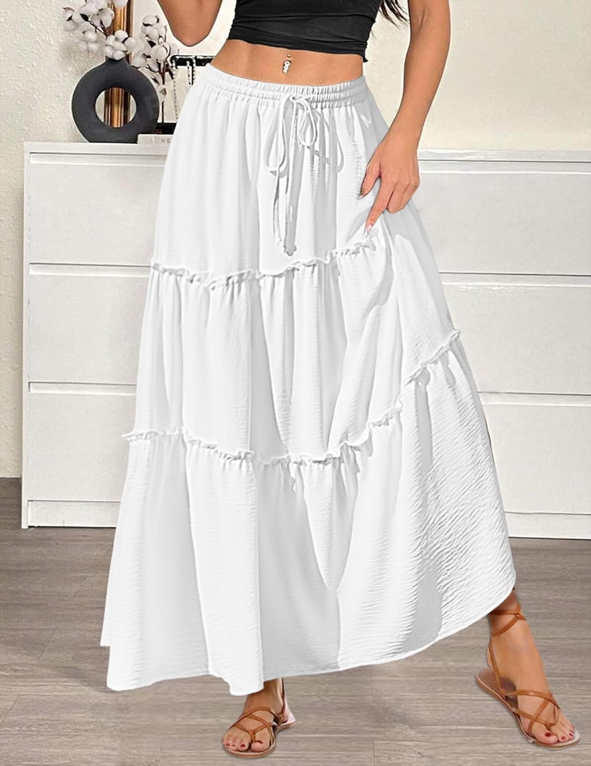 Zeagoo Womens Casual Maxi Skirts for Women 2026 High Waist Boho Skirts Floral Printed Long Flowy Skirt with Pockets - Image 5