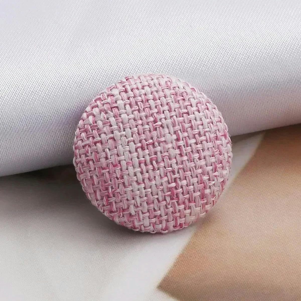 30piece 11-30mm Metal Linen Covered Button for Clothes Sofa Cushion Decor Round Shank Buttons DIY Suit Overcoat Sewing Accessories-6Coralpink-18mm
