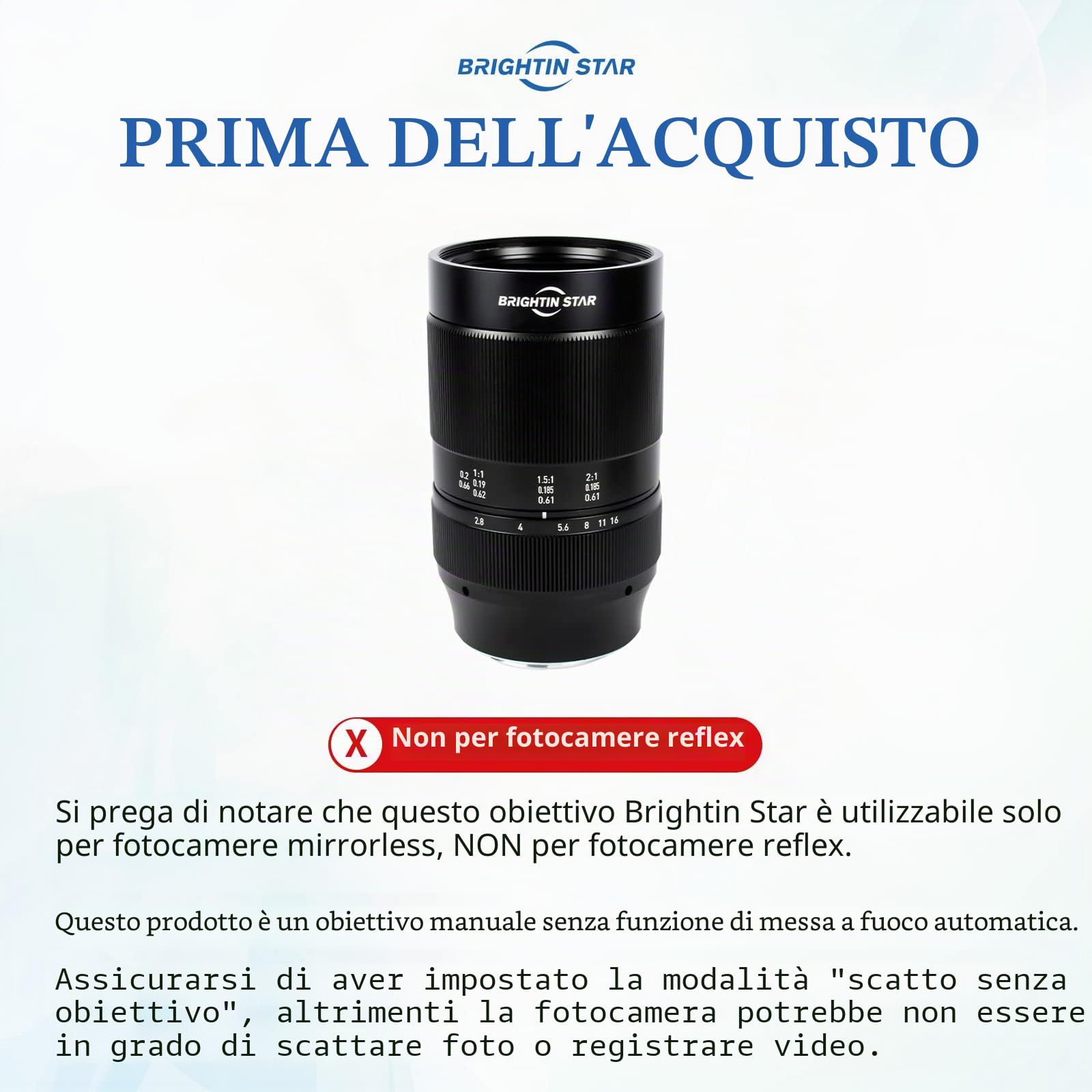 Brightin Star - Lente di messa a fuoco manuale macro 60 mm F2.8 2X per fotocamere Nikon Z-Mount mirrorless APS-C MF obiettivo fisso ad ampia apertura, compatibile con Z-6II, Z-7II, Z5, Z50, Z9, Z50
