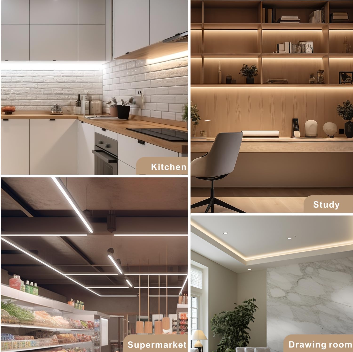 Réglette LED avec Interrupteur marche/arrêt Lot de 2, Neon LED 60 cm Couleur de Lumière Blanc Neutre 4000K, Connectable avec prise, Raccordement Possible de Jusqu'à 6 Luminaire pour Cuisine, Armoire