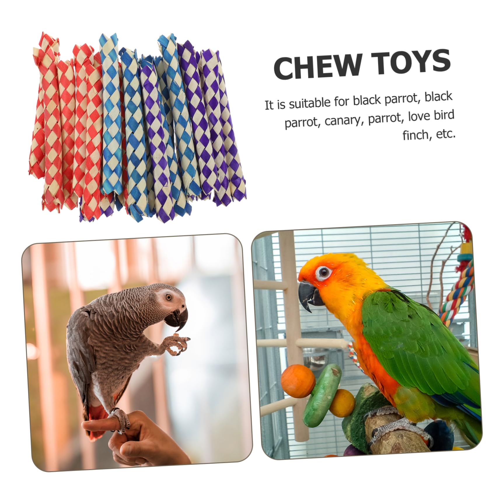 24pièces Jouets Tressé pour Oiseaux Remplissage De Et Anniversaire Jouets à Mâcher pour Perroquets Aléatoires